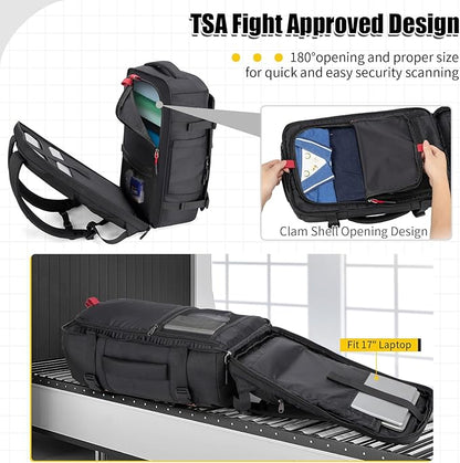 42L Travel Backpack with 4 Packing Cubes, TSA Friendly Flight Approved Carry-On Bag, Water-Resistant Weekender Business Backpack for Men Women, Fits 17.3" Laptop