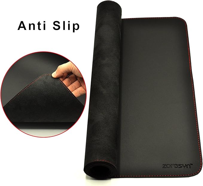 ZORESYN 63.0"x31.5" Leather Desk Pad Protector, Large Mouse Pad, Executive Computer Office Desk Mat, Non-Slip PU Leather Desk Blotter, Waterproof Desk Writing Pad for Office and Home (Black)