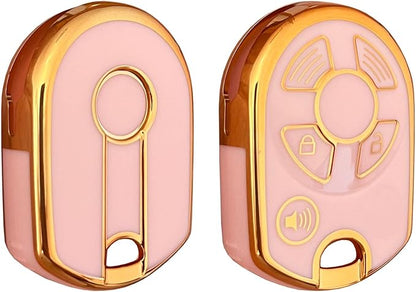 Keyless Entry Systems Key for Ford Key Fob Cover Shell with Keychain Fit for Ford Transit Mustang Fusion Lincoln Mercury Smart Key (3Buttons Gold-Pink)