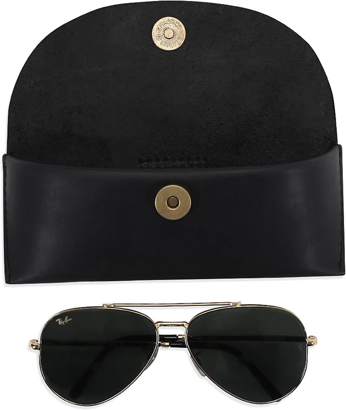 Leather Sunglasses Case Genuine Eyeglass Holder Reading Glasses Protector Vintage Eyewear Storage for Men and Women