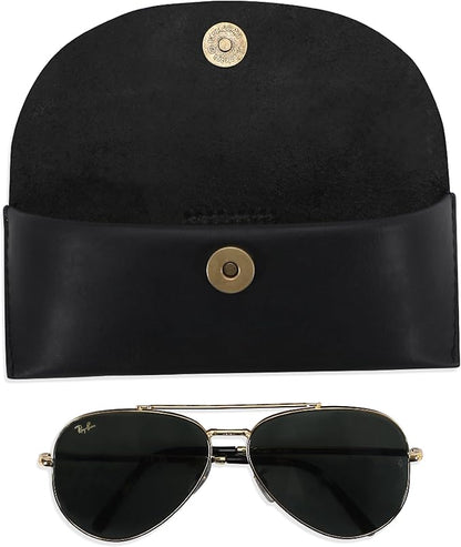Leather Sunglasses Case Genuine Eyeglass Holder Reading Glasses Protector Vintage Eyewear Storage for Men and Women