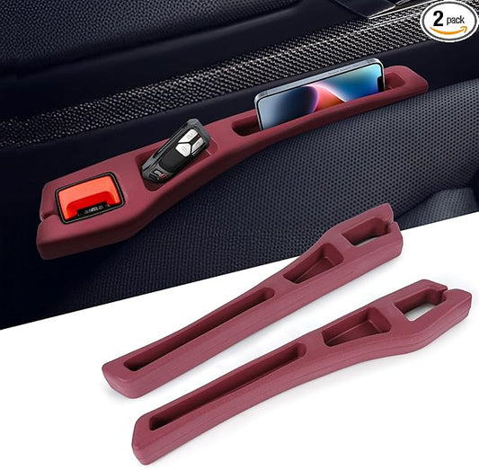 Hovom 2PCS Car Seat Gap Filler Organizer, Multi-purpose Automotive Seat Gap Storage Organizer for Key Phone Card, Auto Seats Crevice Filler Stop Things from Dropping, Car Accessories (Red)