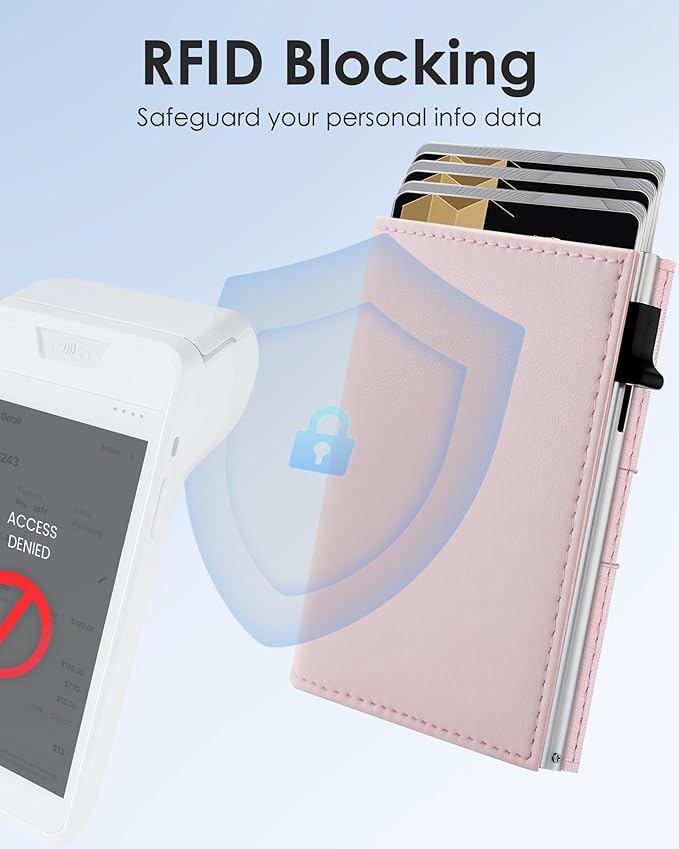 QLD RFID Wallet Women - Small Slim Trifold Wallet Anti-Theft Pop up Card Holder, Minimalist, Ultra Thin, Front Pocket, Premium Leather, 9-11 Cards Capacity | ID Window | Cash Slot