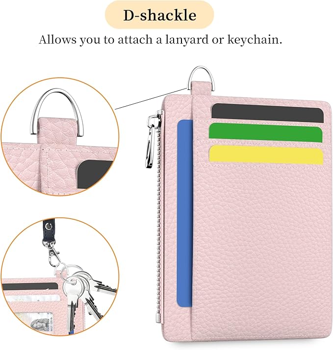 Hancynir Slim Wallet Women Credit Card Holder Minimalist PU Leather RFID Blocking Small Mini Card Case Front Pocket Thin Travel Zipper Coin Cash ID Window Ladies Female Wallet Gifts