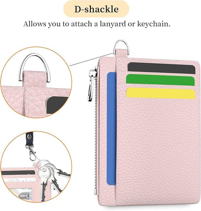 Hancynir Slim Wallet Women Credit Card Holder Minimalist PU Leather RFID Blocking Small Mini Card Case Front Pocket Thin Travel Zipper Coin Cash ID Window Ladies Female Wallet Gifts