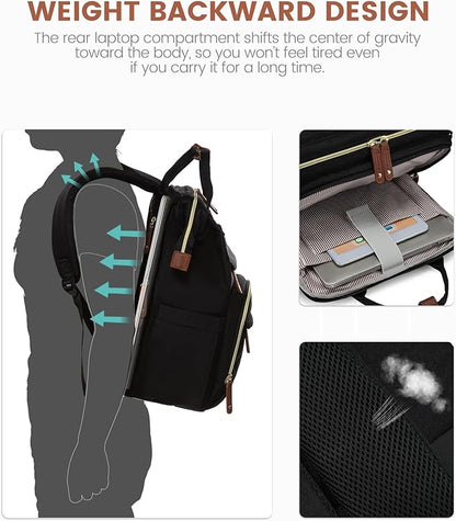 LOVEVOOK Laptop Backpack for Women, 17.3'' Waterproof Nurse Bag Teacher Work Backpack Purse for Women, Travel Computer Backpack for College Office Business Ladies