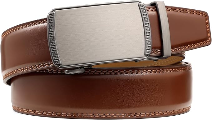 Founders & C Ratchet Belts for Men-Black/Brown Belt Leather 1 3/8" for Casual Dress-Micro Adjustable Belt