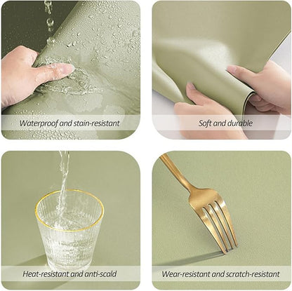 Liveinu L Shaped Gaming Desk Mat Mouse Pad, PU Leather Corner Desk Mat Blotter, Waterproof Desktop Protector for Computer Keyboard Home Office, Beige, 48"x48"x12"