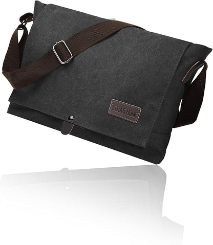Cota's home Canvas Messenger Bag for Men, Fits 14 Inch Laptop & A4 Documents, Large Capacity Crossbody Shoulder Bag