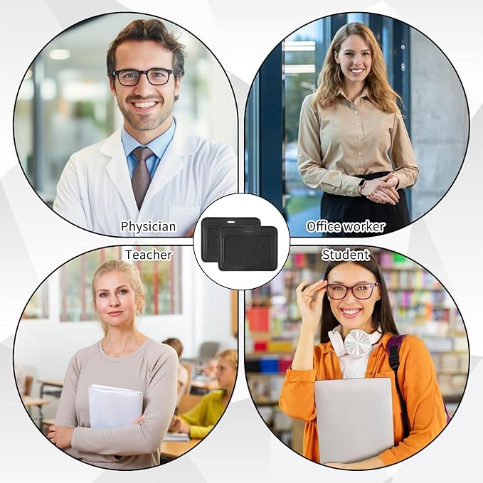 1 Pcs ID Badge Holder Horizontal Black Badge Holder Name Tag Holders Leather Black Waterproof Name Badges Holders Single-Side Clear Card Multiple Card Slots Holderes for Staff Offices Employees