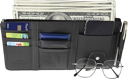 Car Sun Visor Organizer, Car Visor Organizer Visor Storage Organizer with Pockets Car Visor Storage Pouch Truck Sunvisor Organizer for Men Women(Black)