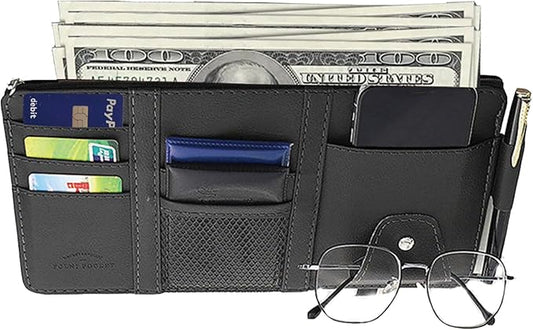 Car Sun Visor Organizer, Car Visor Organizer Visor Storage Organizer with Pockets Car Visor Storage Pouch Truck Sunvisor Organizer for Men Women(Black)