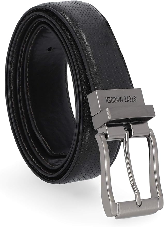 Steve Madden Men's Reversible Men's Dress Casual Every Day Leather Belt