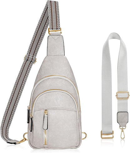 SUOSDEY Sling Bags for Women - Crossbody Leather Sling Backpack Chest Shoulder Bags for Casual Traveling Hiking Cycling