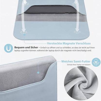 HYZUO 15 Inch Laptop Sleeve Case Bag for MacBook Air 15 M5 A3448 M4 A3241 M3 A3114 M2 A2941 2026-2023, 15" Surface Laptop 7/6/5/4/3, MacBook Pro 15 2019-2016, Faux Suede Leather, Pale Blue