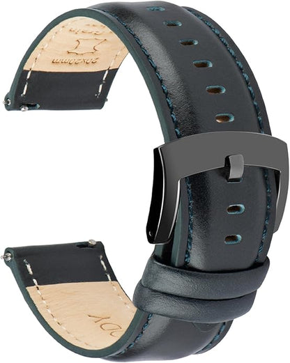 OTTOODY Leather Watch Bands Quick Release, Elegant Top Grain Leather Watch Straps for Men & Women, Choice of Color & Width - 18mm, 19mm, 20mm, 21mm or 22mm Wristbands Bracelet for Watch & Smartwatch