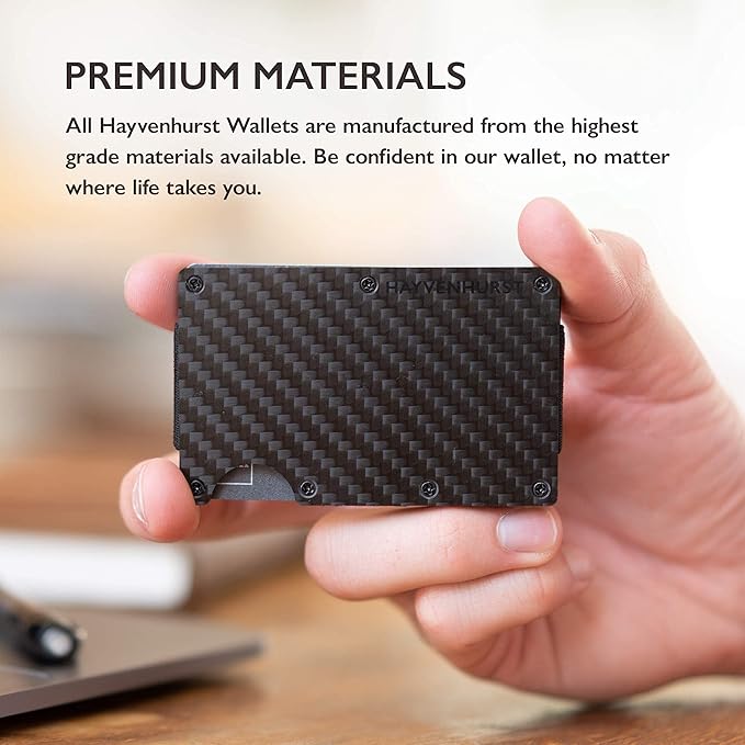 Hayvenhurst Wallet for Men - Slim RFID Blocking Metal Wallet with Money Clip, Minimalist Front Pocket Credit Card Holder, Small Mens Wallet