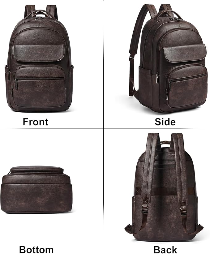 Leresas 37L Backpack Purse for Women Mens for Work Laptop Travel Business Back Pack Vegan Leather Fashion College Computer Teacher Bag Daypack Coffee