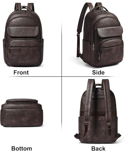 Leresas 37L Backpack Purse for Women Mens for Work Laptop Travel Business Back Pack Vegan Leather Fashion College Computer Teacher Bag Daypack Coffee
