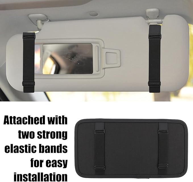 panthra 2pcs Car Visor Organizer, Sun Visor Organizer, Sunvisor Soft Leather Surface Eyeglasses Note Card Holder Car Storage Bag Suitable for Most Vehicles, Suv and Trucks Keep Clean (Black+Gray)