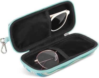 Double Eyeglasses Case Hard Shell Dual Sunglasses Organizer with Zipper Closure Travel Eyewear Storage for Vehicle