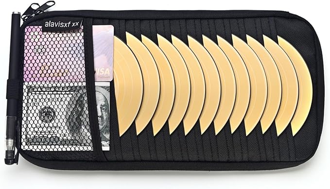 alavisxf xx Car CD Holder, DVD Vehicle Visor Storage Organizer, Large Capacity CD Visor Case with 12 Sleeves, 1 Mesh Pocket, 1 Pen Holder, 1 Back Inner Pocket (Black)