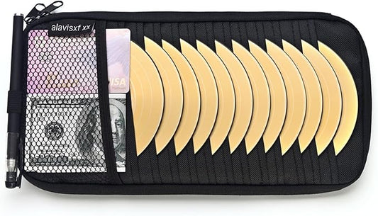 alavisxf xx Car CD Holder, DVD Vehicle Visor Storage Organizer, Large Capacity CD Visor Case with 12 Sleeves, 1 Mesh Pocket, 1 Pen Holder, 1 Back Inner Pocket (Black)