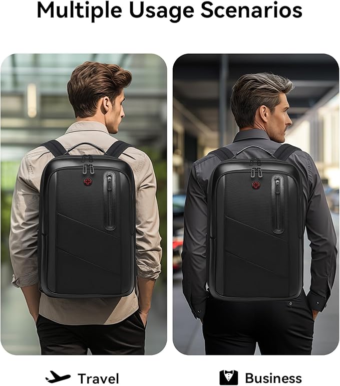 CROSSGEAR Business Commuter Backpack for Men, 26-32L Expandable Travel Laptop Backpack, Fit 15.6 Inch Laptop, Waterproof Computer Work Commute Daypack, Black