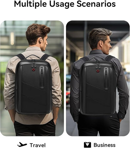 CROSSGEAR Business Commuter Backpack for Men, 26-32L Expandable Travel Laptop Backpack, Fit 15.6 Inch Laptop, Waterproof Computer Work Commute Daypack, Black
