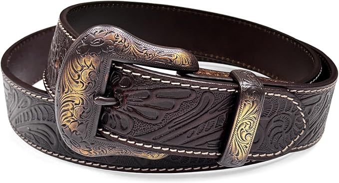 Genuine Full Grain Western Engraved Tooled Leather Strap or Belt 1-1/2" Wide
