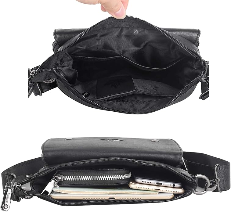 Genuine Leather Messenger Bag, Sling Bag Crossbody Shoulder Bags for Travel Work Business