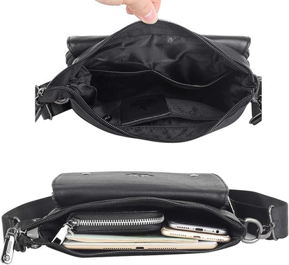 Genuine Leather Messenger Bag, Sling Bag Crossbody Shoulder Bags for Travel Work Business