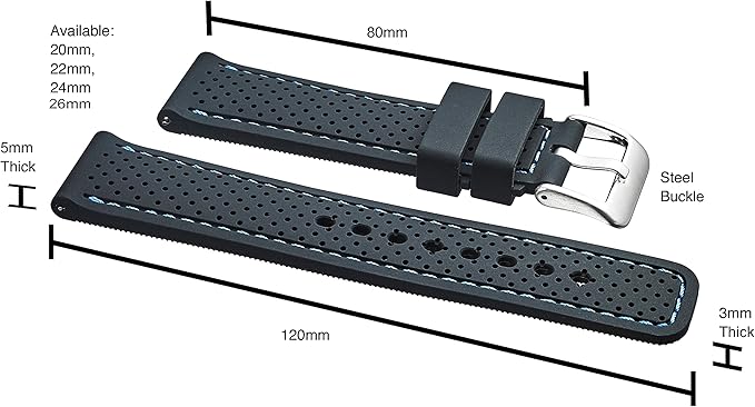 ALPINE Sporty Premium Soft Silicone Adjustable Watch Band - Replacement Rubber Watch Bands for Women & Men - Waterproof Quick Release Watch Straps - Compatible with Regular & Smart Watch Bands