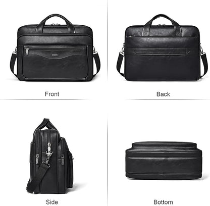 Shrrie Leather Laptop Bag Fits 17 to 17.3 Inch for Men and Women,Vintage Business Briefcase Laptop Messenger Work,Travel