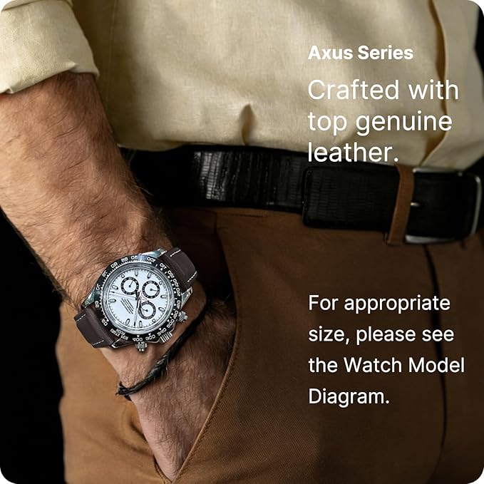 Fullmosa Watch Straps 20mm, Axus Series Leather Strap Replacement Watch Strap with Stainless Steel Metal Clasp for Men Women 14/16/18/20/22/24mm, Dark Brown 20mm