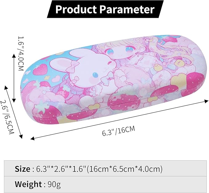 PERFECTSIGHT Hard Shell Eyeglasses Case, PU Leather Protective Glasses Case, Cute Eyeglass Case for Women Men Girls
