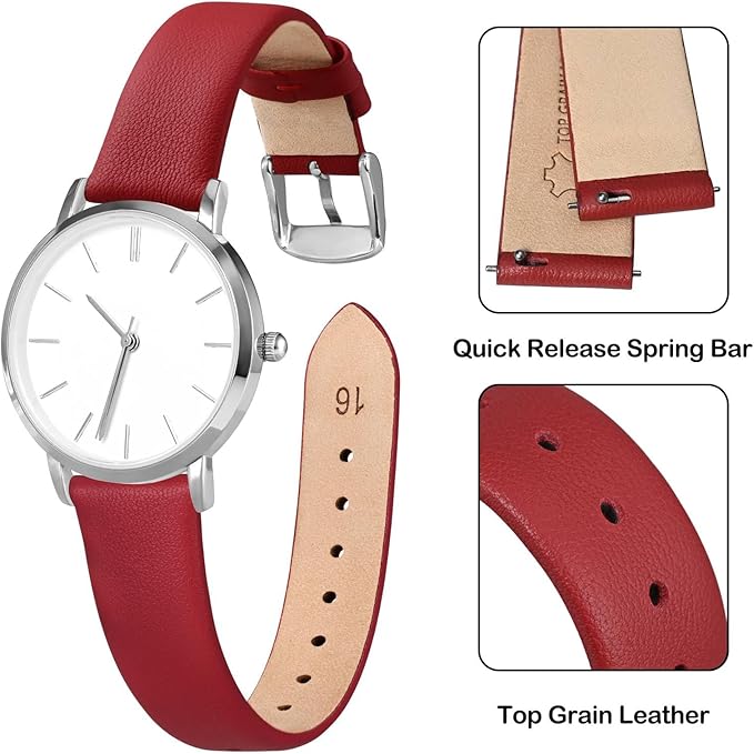 ANNEFIT Watch Bands for Men Women, Top Grain Leather Watch Strap with Quick Release, Band Width 12mm 13mm 14mm 16mm 18mm 20mm 22mm