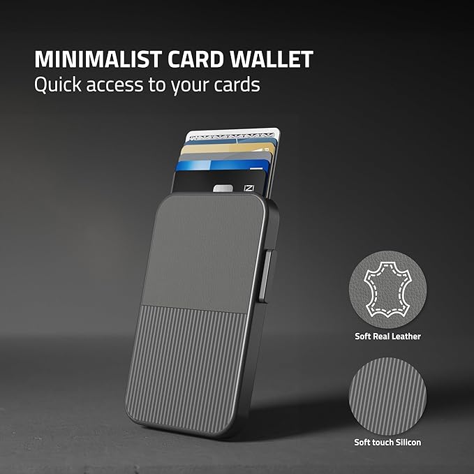 Fidelo Slim Wallet for Men – RFID Blocking Minimalist Credit Card Holder with Sliding Pop-Up Design - Push Button Men's Wallets - Front Pocket Wallet