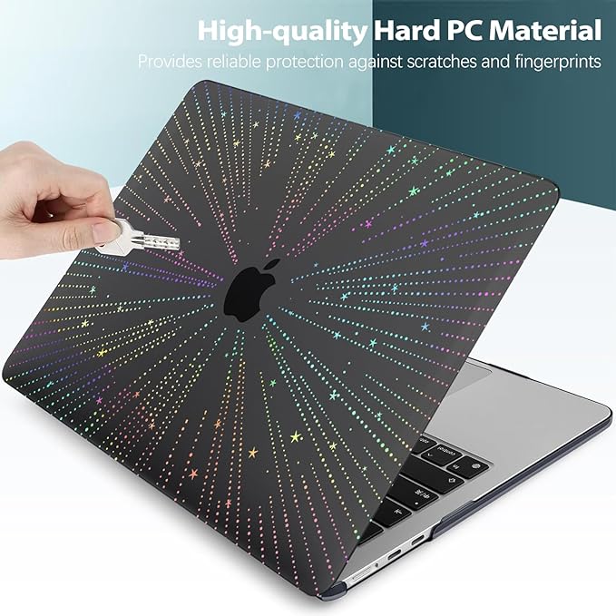 KEROM Clear Black Case for MacBook Pro 13 inch 2022-2016 M2 M1 A2338 A2289 A2251 A2159 A1989 A1706, MacBook Pro 13 inch Clear Case with Design, Plastic Hard Shell Case & Keyboard Cover, Line