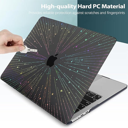 KEROM Clear Black Case for MacBook Pro 13 inch 2022-2016 M2 M1 A2338 A2289 A2251 A2159 A1989 A1706, MacBook Pro 13 inch Clear Case with Design, Plastic Hard Shell Case & Keyboard Cover, Line