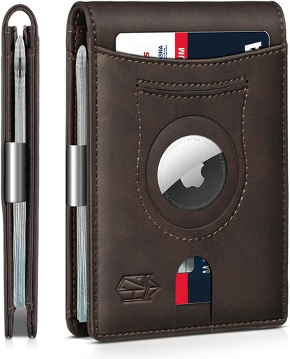 Zitahli Men's Wallets Airtag Holder Slim Rfid Leather with Gift Box