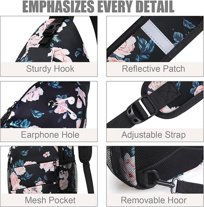 Pritent Crossbody Bags for Women Men Trendy Sling Bag Backpack Casual Chest Bag with Convertible Shoulder Strap