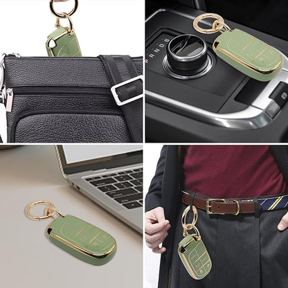 Elegananccy for Jeep Key Fob Cover, Soft Full Protection Key Case Shell Compatible with Jeep Smart Key 3 4 5 Buttons Protector (Green)
