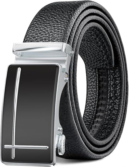 Men's Belt,Leather Ratchet Dress Belts with Sliding Adjustable Belts Dress Casual Jeans Comfort Trim to Fit