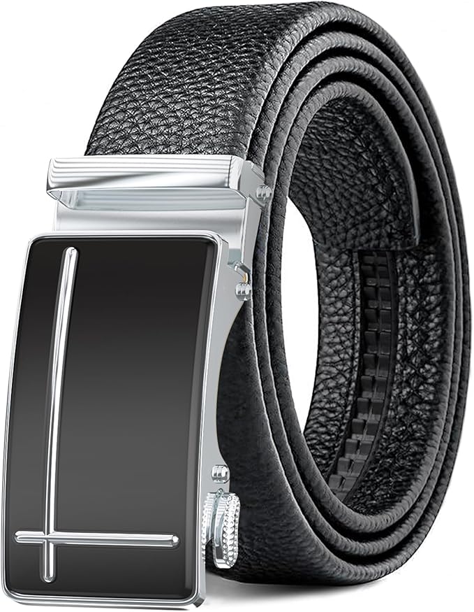 Men's Belt,Leather Ratchet Dress Belts with Sliding Adjustable Belts Dress Casual Jeans Comfort Trim to Fit