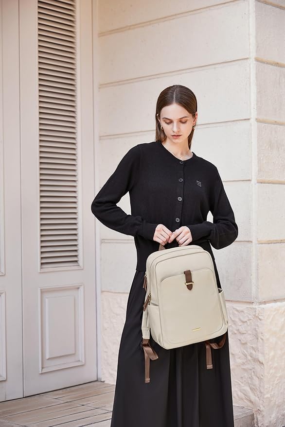 Laptop Backpack for Women,Carry on Travel Backpack Casual Work Business Backpacks Purse College,14 Inch,Apricot