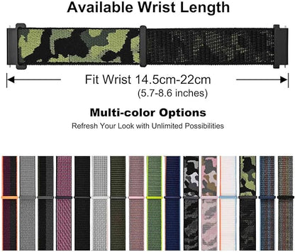 WOCCI 20mm Adjustable Nylon Watch Band, Quick Release Sport Loop Strap (Jungle Camo)