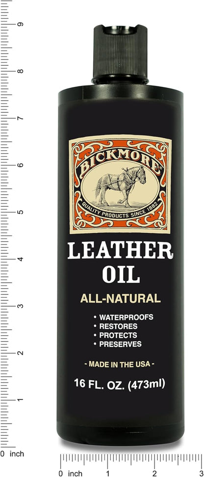 Bickmore Leather Oil Leather Conditioner 16oz | Waterproofs, Protects, and Restores Boots, Jackets, Auto, Furniture, and All Leather Goods | Made in The USA