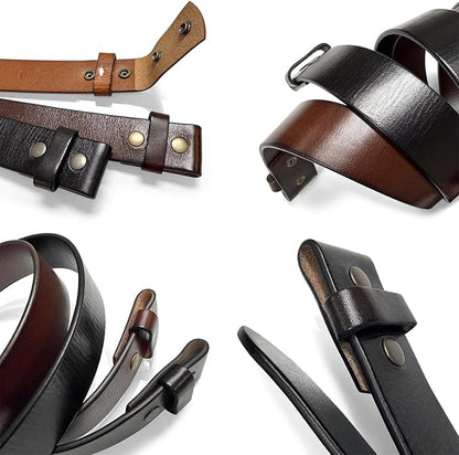 100% One-Piece Full Grain Leather Belt Straps with No Slot Hole/Slot Hole/Heavy-Duty, Multi Options 1-1/2" (38mm) Wide