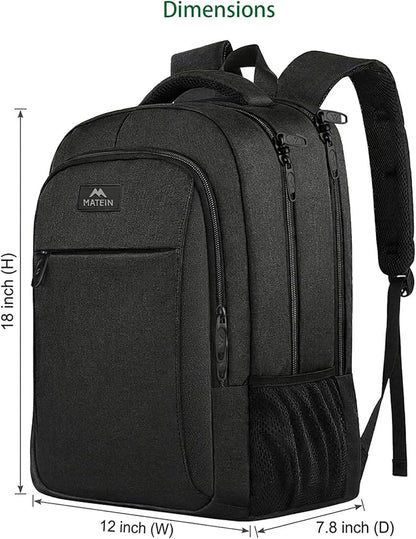 MATEIN Business Laptop Backpack, 15.6 Inch Travel Laptop Bag Rucksack, Water-Resistant Bag Daypack for Work College Computer Men Women Backpack, Black